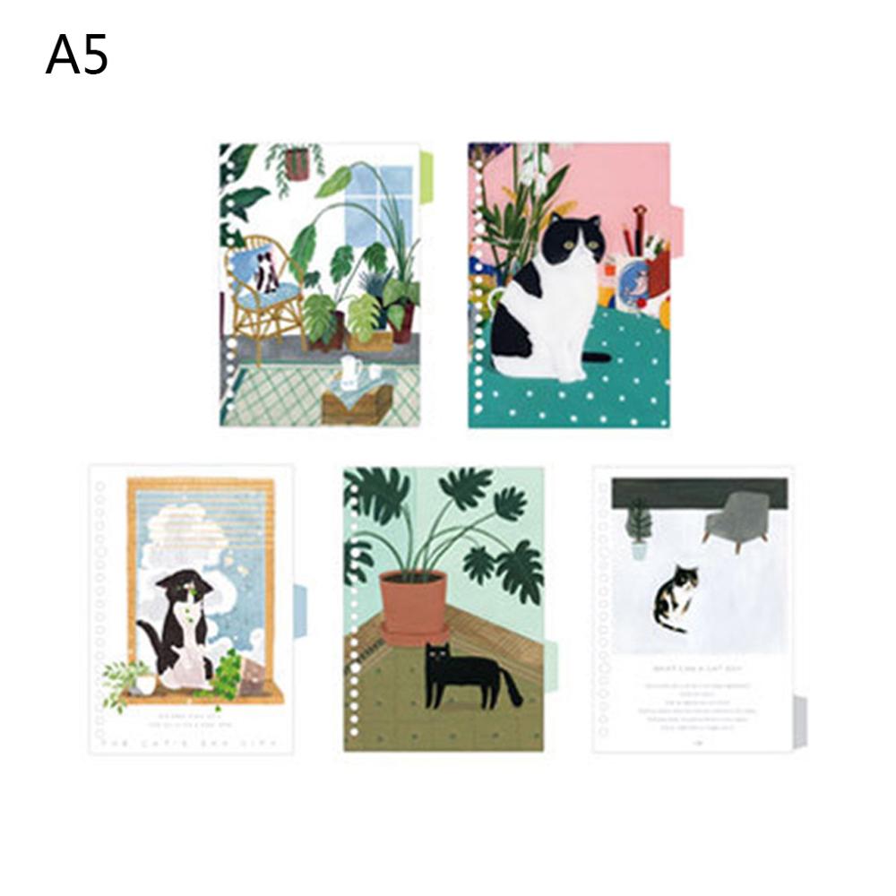 Juego de separadores de hojas para diario, divisor del cuaderno de hojas sueltas A5 A6, separador de índice, suministros escolares para estudiantes, estilo fresco y claro, 1 Juego: A5 Pattern A