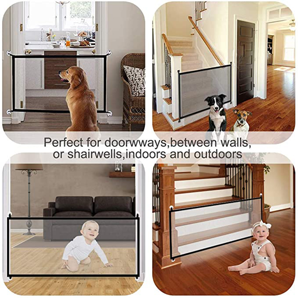 Portail magique en maille pour chiens | Portail pliable pour animaux de compagnie, portail de sécurité en gaze isolée, protection pour l'intérieur et l'extérieur DMLA01