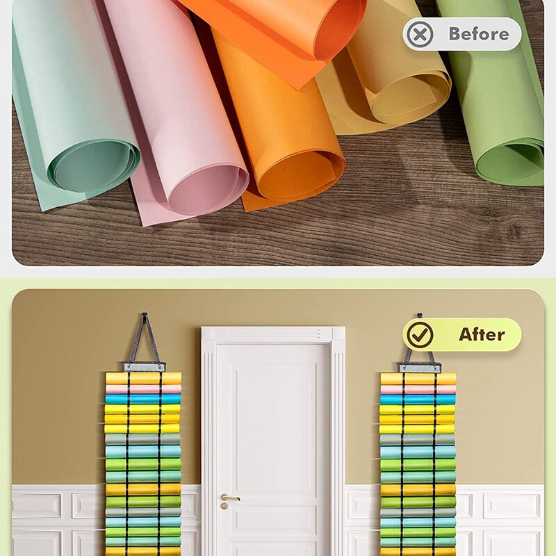 2Pcs Vinyl Storage Organizer With 24 And 48 Roll Compartments Hanging Vinyl Roll Storage Rack For Closet Wall Mount Door