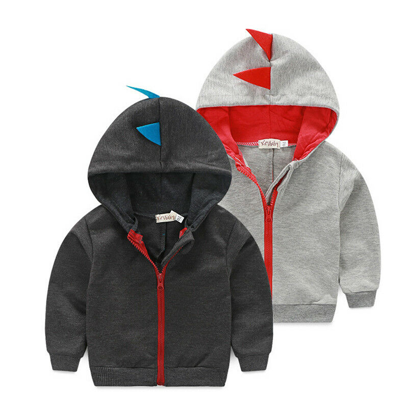 Art Baby Jungen Mantel Kleinkind Kleinkind Dinosaurier Reißverschluss Mit Kapuze Langarm Spitzen Solide Grau Jacke Outwear 0-3Y