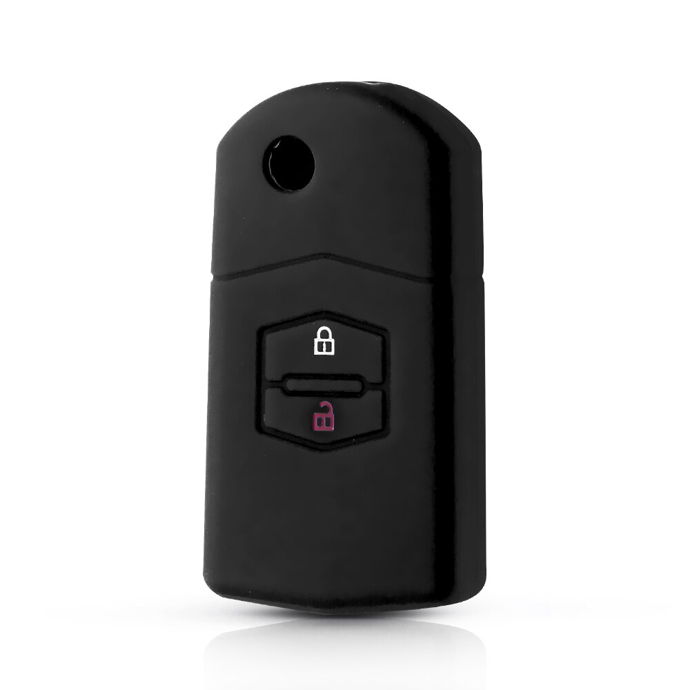 KEYYOU-funda de silicona para llave de coche, soporte para 2 botones, plegable, para MAZDA 3, 2, 6, CX7, CX9: black