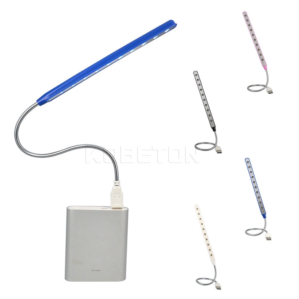 Kebidu Ultra Bright Flexible USB 10LEDs Light Lamp Metal Material for Notebook Laptop PC Computer Multi-colors