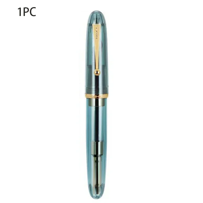 JinHao 9019 stylo plume acrylique Transparent stylo rotatif 40MM plume papeterie bureau fournitures scolaires convertisseur d'encre haute capacité: Bleu / EF