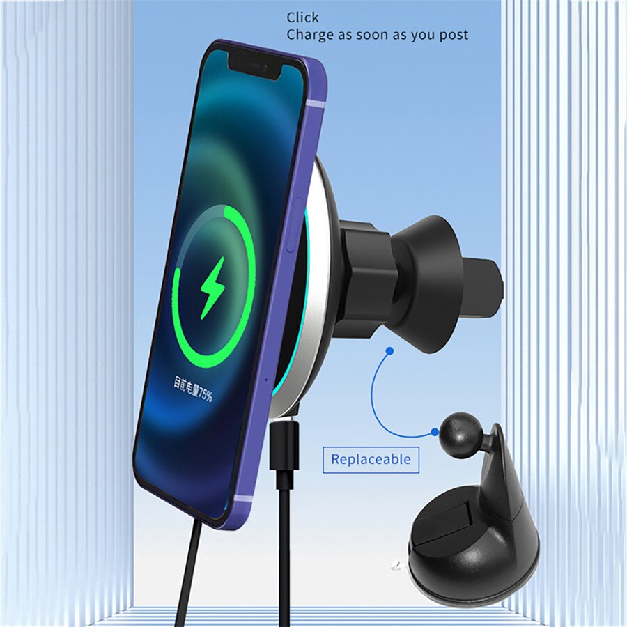 15W Draadloze Auto Magneti Charger Voor Iphone 12 Pro Max Qi Snel Opladen Air Vent Car Mount Magneet Adsorbeerbare telefoon Auto Houder