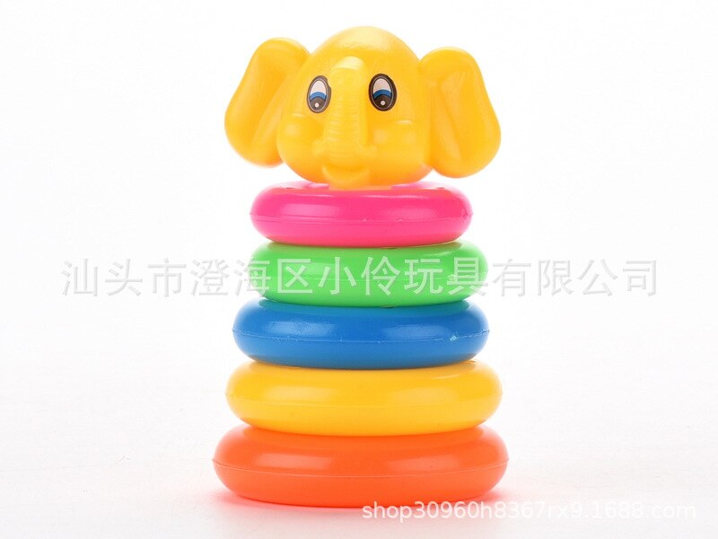 Rainbow Jenga Throw the Circle Toy Parent And Child Throwing Circle 5-Tier Baby Elephant Ring Children Pressure Reduction Toy