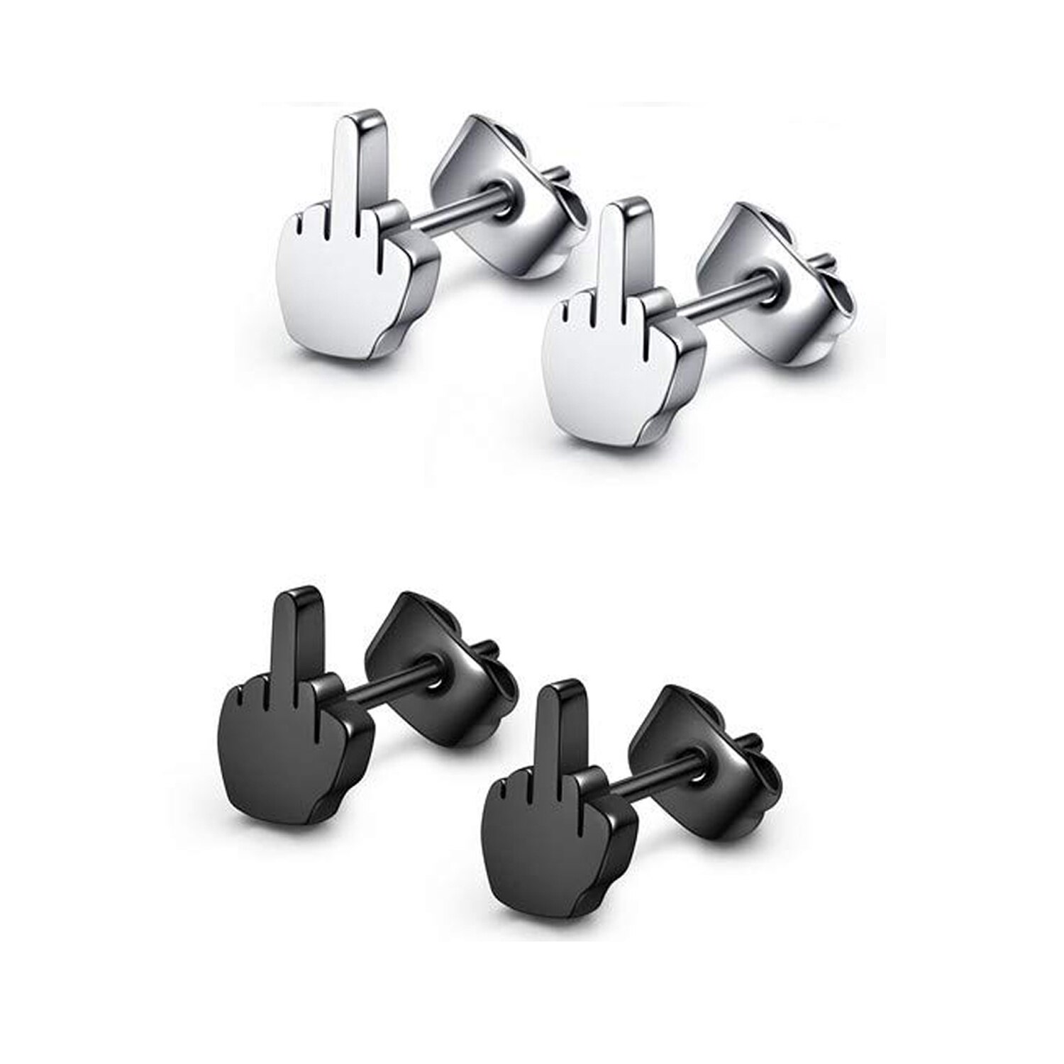 2 par punk rostfritt stål 20g silver svarta långfinger/kors/spike/runda platta öronproppar örhängen dam örhängen set: 2 par set a