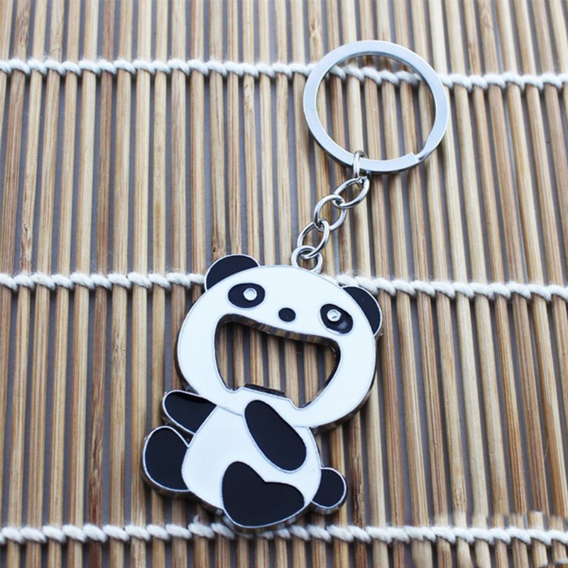 Panda Bottle Opener Keychain Made of High Zinc Alloy Key Chain Cute Chinese Panda Mini Bottle Opener Smart: Pink