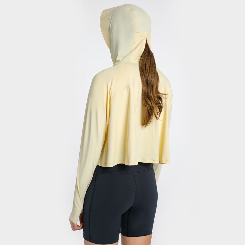 ABS LOLI frauen voll Postleitzahl UPF 50 + Sonnenschutz Hoodie Jacke Wandern Radfahren Lange Hülse Sonne Hemd Mit daumen Löcher Yoga Hemden