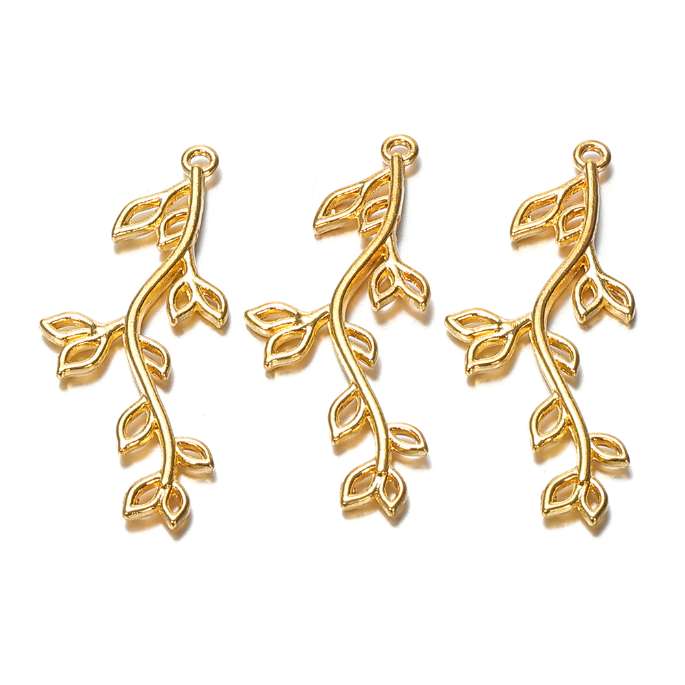 20 piezas colgantes de hojas de rama de árbol, colgantes de Metal DIY para collar, pulsera, manualidades, componentes para hacer joyería, manualidades,
