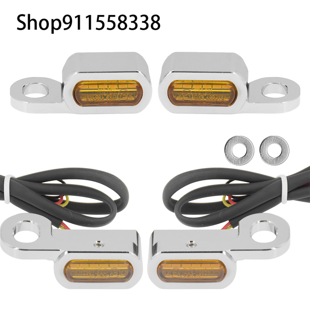 2X Motorfiets Led Richtingaanwijzer Zwart/Chrome Voor Harley Touring Road Street Glide Flhr softail