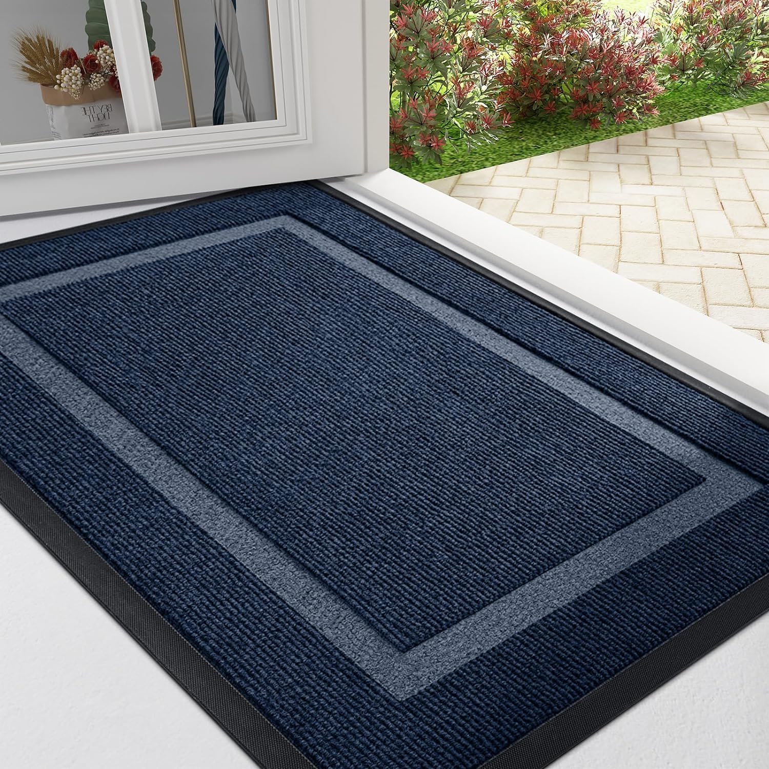 HAPIHAPPY-alfombra para puerta delantera, entrada interior y exterior, resistente al agua, caucho Natural, resistente a la decoloración, fácil de limpiar, alfombrilla para puerta de porche y Patio: 50x80 + 50x160cm / Transparente