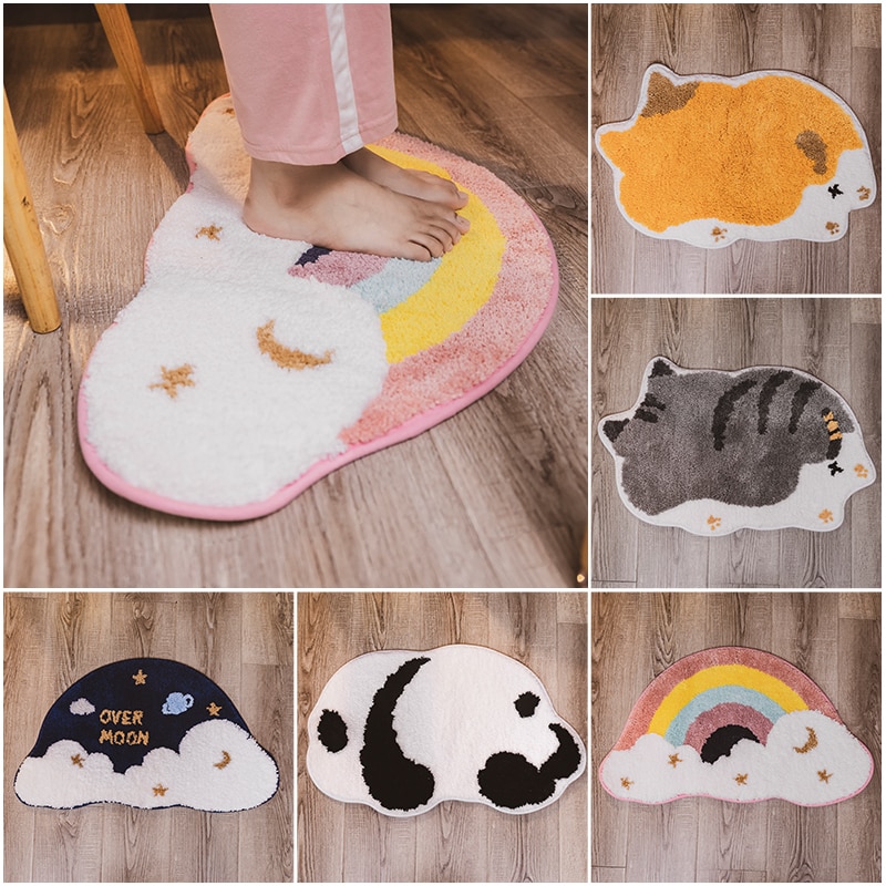 Cartoon tapijt toilet lang pluche warm tapijt waterabsorptie antislip corgi wolk regenboog mat tapijt slaapkamer kinderkamer matten