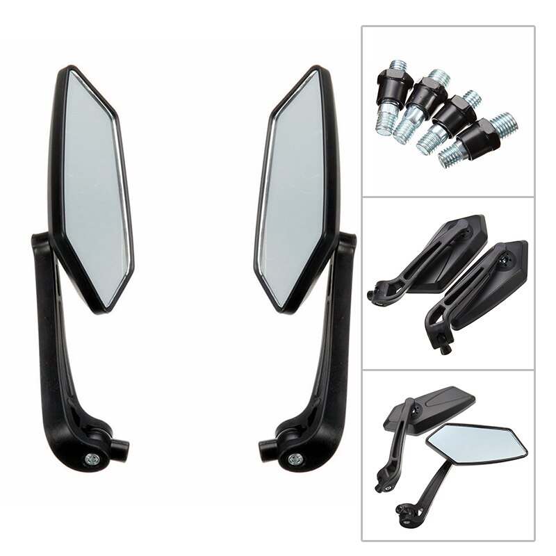 2 uds espejo retrovisor espejo Reflector para motocicleta ATV Quad Scooter negro espejos retrovisores tornillos