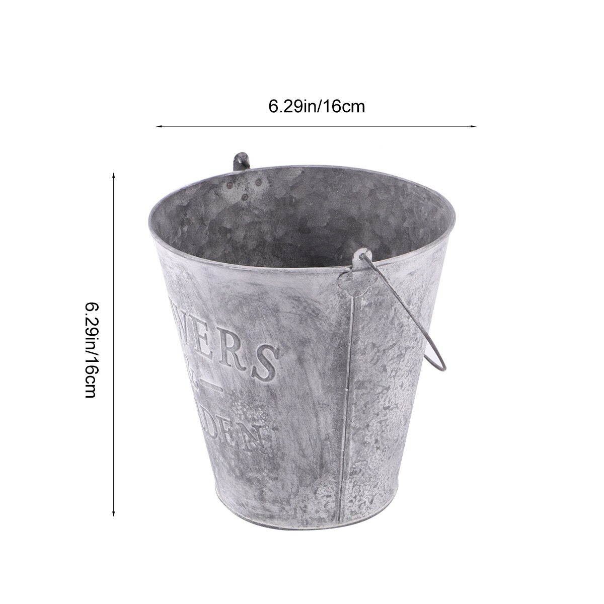 Tuin Smeedijzeren Emmer Simulatie Ronde Ijzeren Emmer Bloempot Metalen Bloem Emmer Voor Thuis-Maat L (Licht grijs)