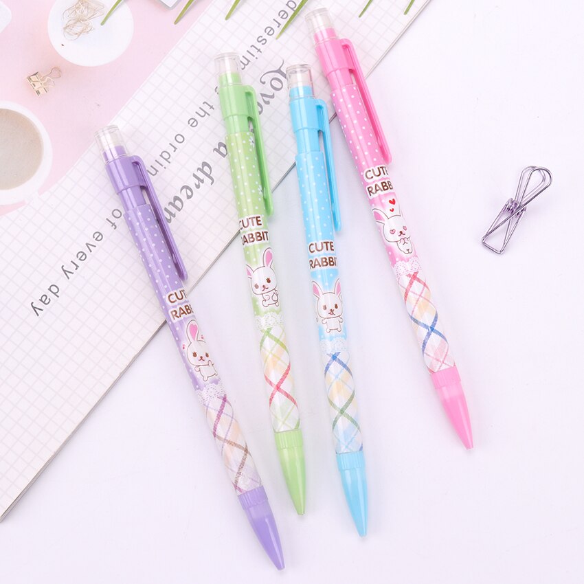 Kawaii tecknad plast mekanisk penna härlig mustasch 0.7mm hb automatisk penna för barn skrivande skolmaterial