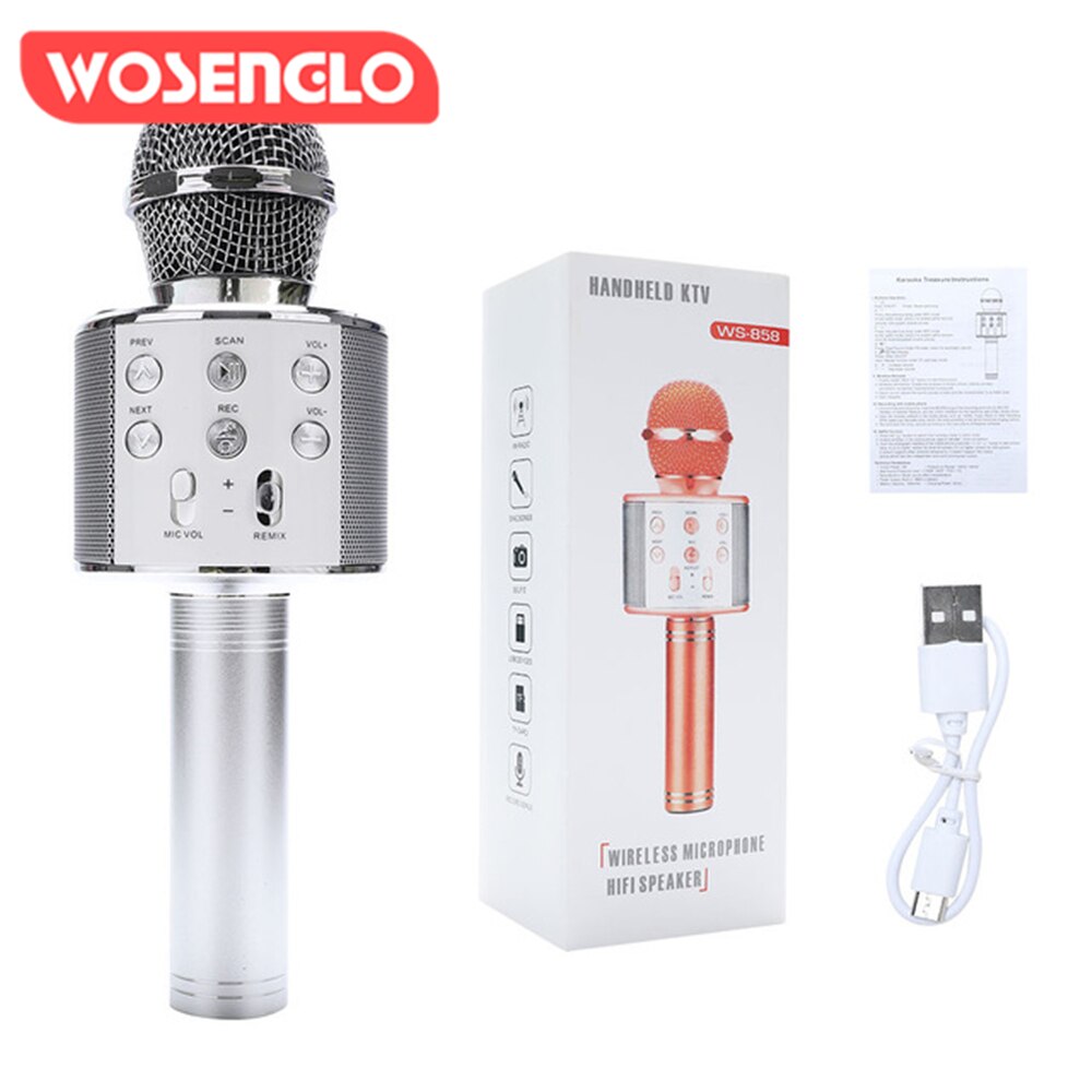 WS858 Bluetooth Handheld Karaoke Speaker Player Machine for Kids Adults Home KTV Party for Android/Iphone/Ipad/Pc Girl Boy: B