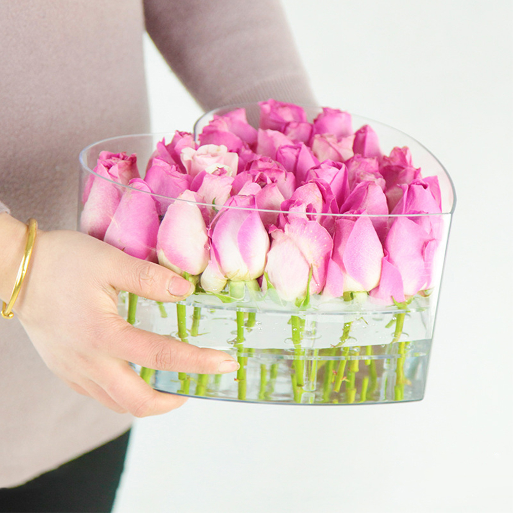 Acrylic Heart Shaped Flower Box Box Storage Box Confession Rose Flower Packaging Box Floral Bouquet DIY Wedding Decoration