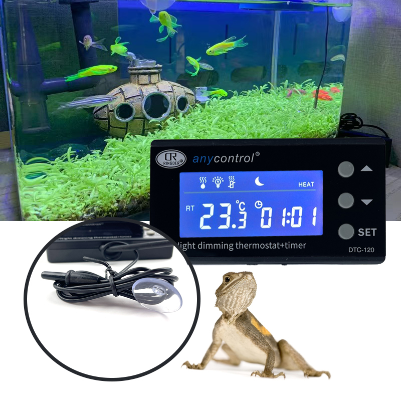 LCD Digital Display Reptile Pet Thermostat For Terrarium High Precision Probe Temperature Controller With Timer Amphibian
