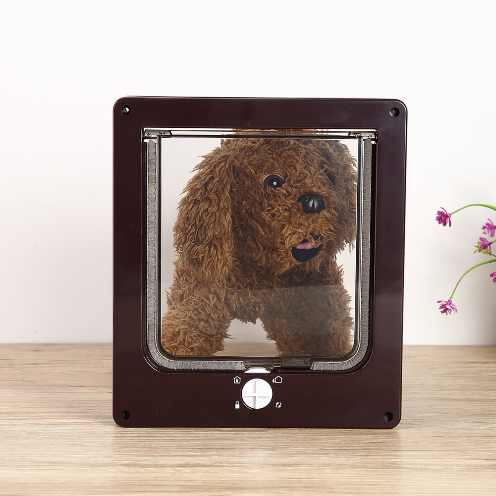 Safe Cat Flap Door with 4 Way Lock Pet Rotary Door Easy Install Intelligent Control Switch Kitten Small Pet Gate Doors