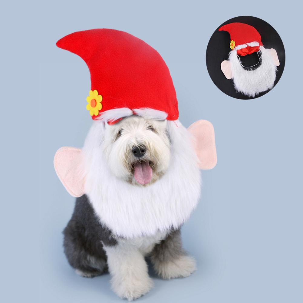 Pet Decorative Costume Christmas Santa Beard Hat Xmas Cap for Medium Large Dogs Children Christmas Hat with Santa Claus Elk Xmas