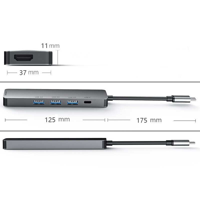 Type-C USB Hub Five-In-One USB-C to HDMI HD 4K 30Hz Expander Adapter PD Fast Charge USB3.0 Docking Station