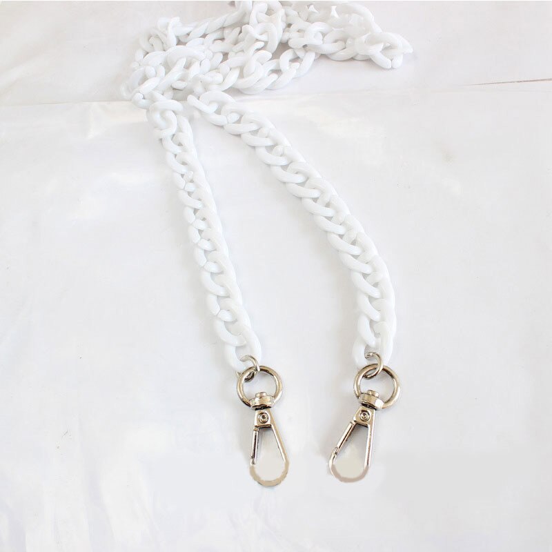 60-120cm żywica akrylowa kobiety shouder Strap Chian paski do torby na torebki plastikowa torebka torba na łańcuszku akcesoria akrylowe paski do torby: WHITE / 40cm