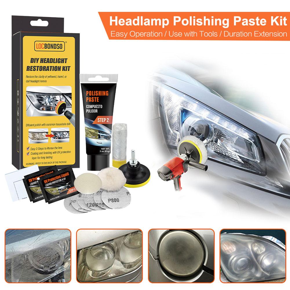 Kit de reparo do farol diy kit de reparação de cuidados com o carro farol lente pano com máquina limpeza polonês ferramenta restauração diy