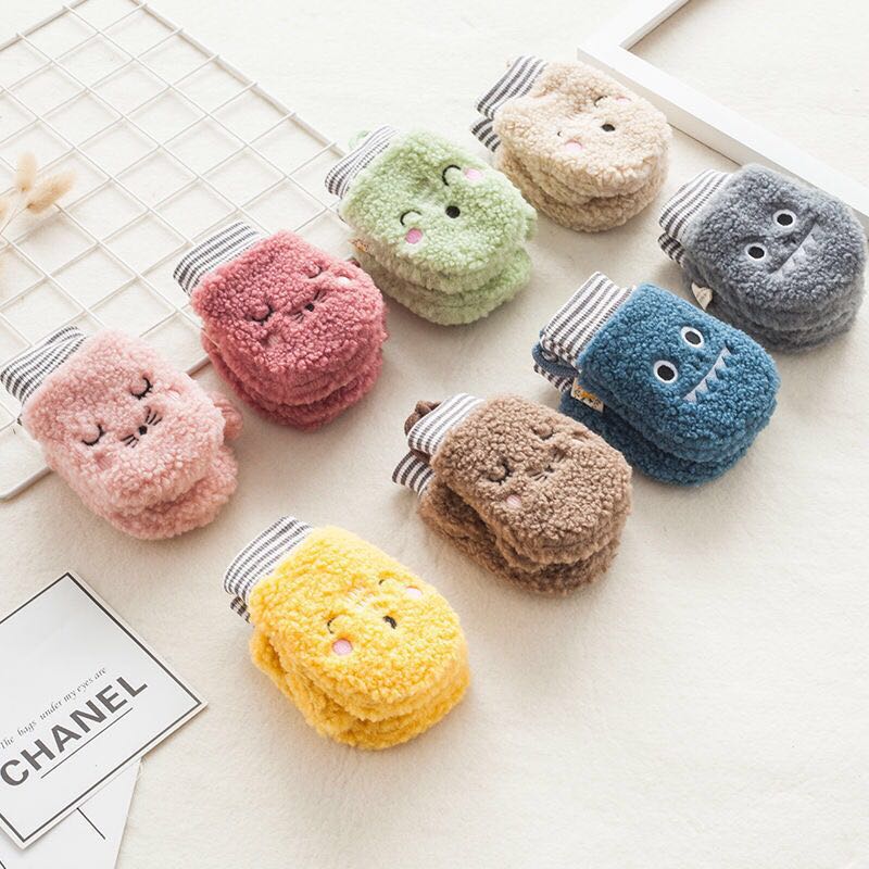 Crianças meninos meninas luvas de inverno bebê dedo cheio luvas engrossar infantil velo criança mão mais quente luvas 1-4y