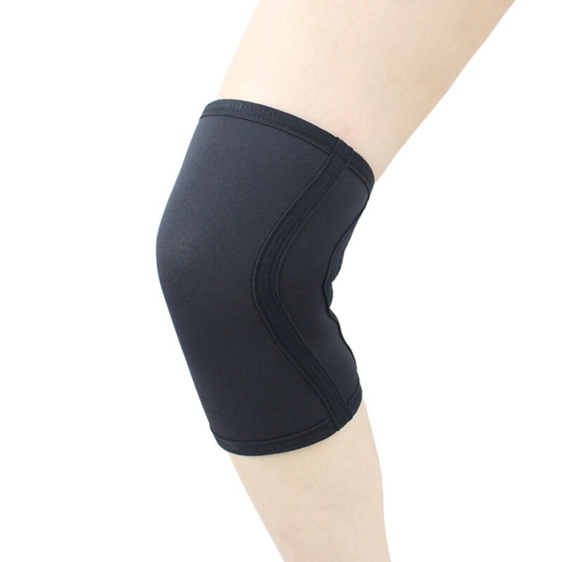 Rodilleras deportivas de entrenamiento de gimnasia, rodilleras deportivas de Seguridad, 1 pieza de compresión de 7mm, rodilleras de levantamiento de pesas de neopreno: Black / S