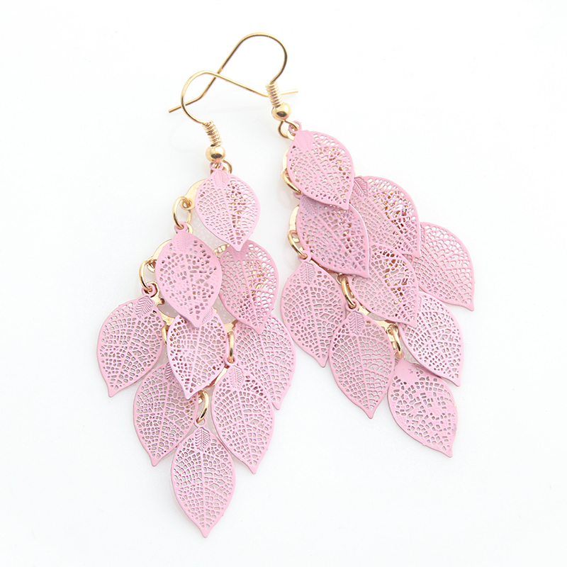Vintage Hollow Leaves Earrings for Women Bohemian Colorful Long Dangle Earrings Jewelry boucle oreille femme