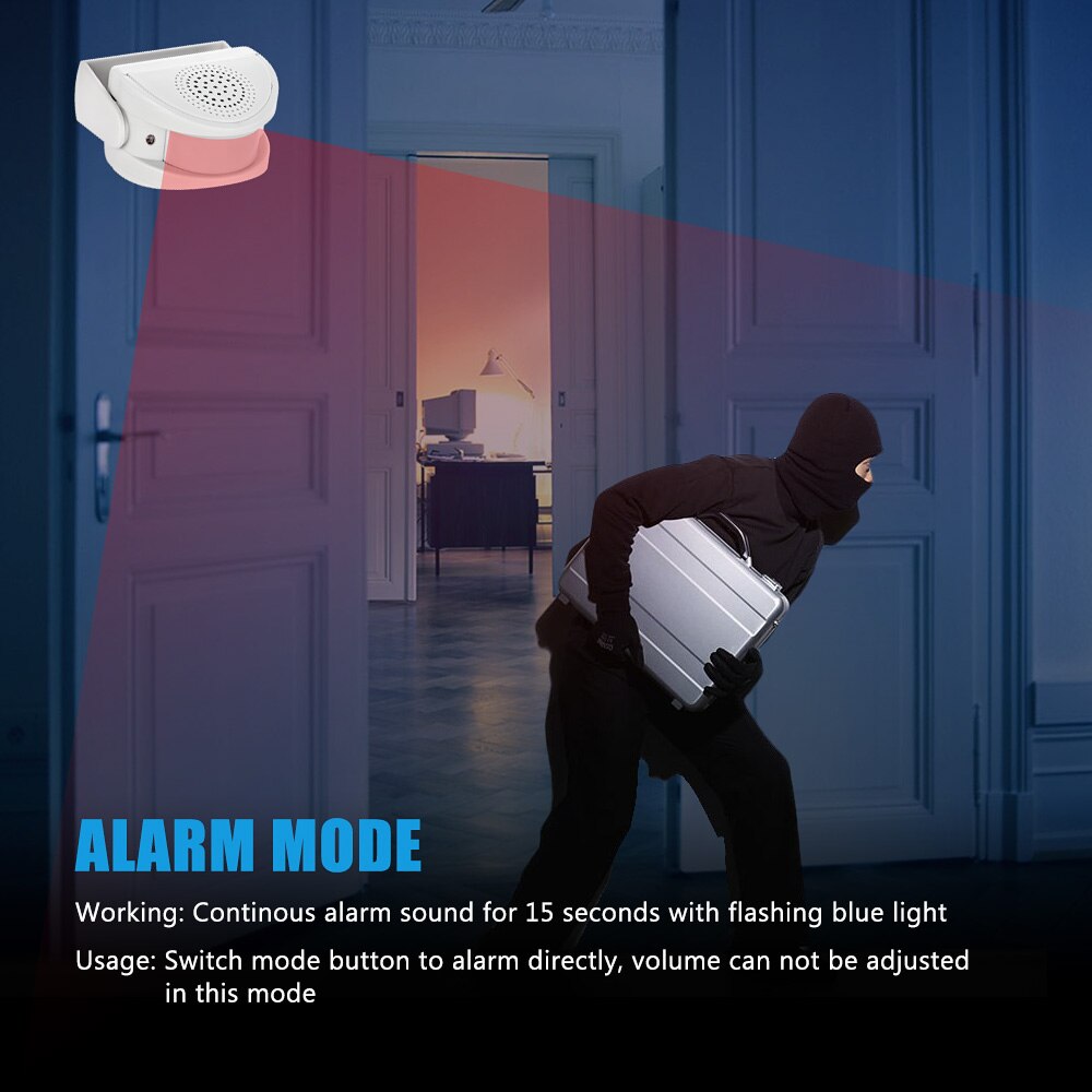 Alarma de bienvenida inalámbrica, timbre de puerta, Sensor de movimiento PIR para entrada de tienda, protección de seguridad, timbre con fuente de alimentación