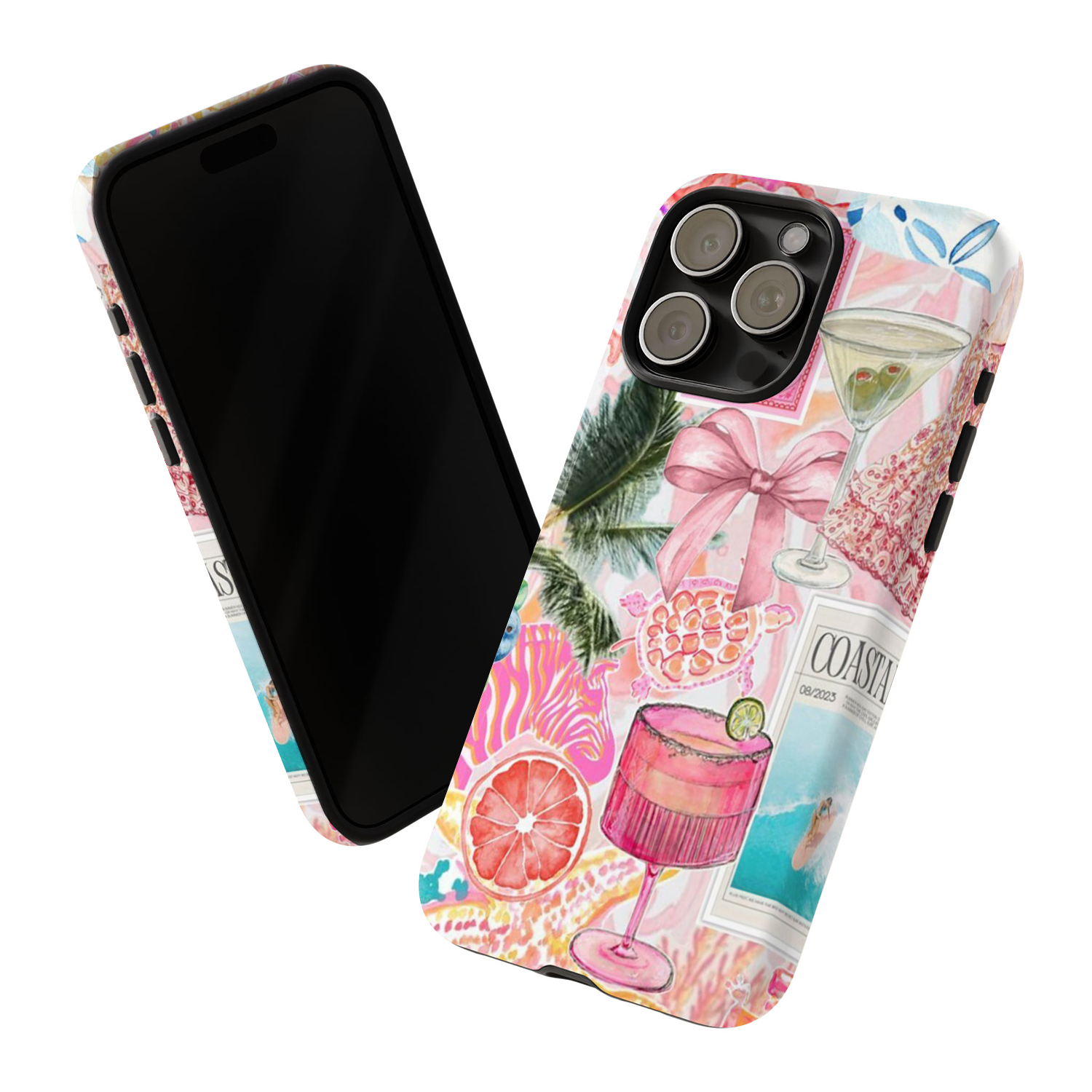 Custodia per telefono Summer Food Pink Collage per Iphone 16 15 14 13 12 11 Pro Max 13Mini 12Mini XSMAX XR X 7 8 Plus