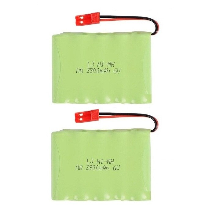 YUKALA 6V 2800mAh Ni-MH AA batterie avec chargeur pour camion RC/voiture RC/bateau RC/réservoir RC SM/JST/TAMIYA prise 6 v 2800 mah: Jaune clair