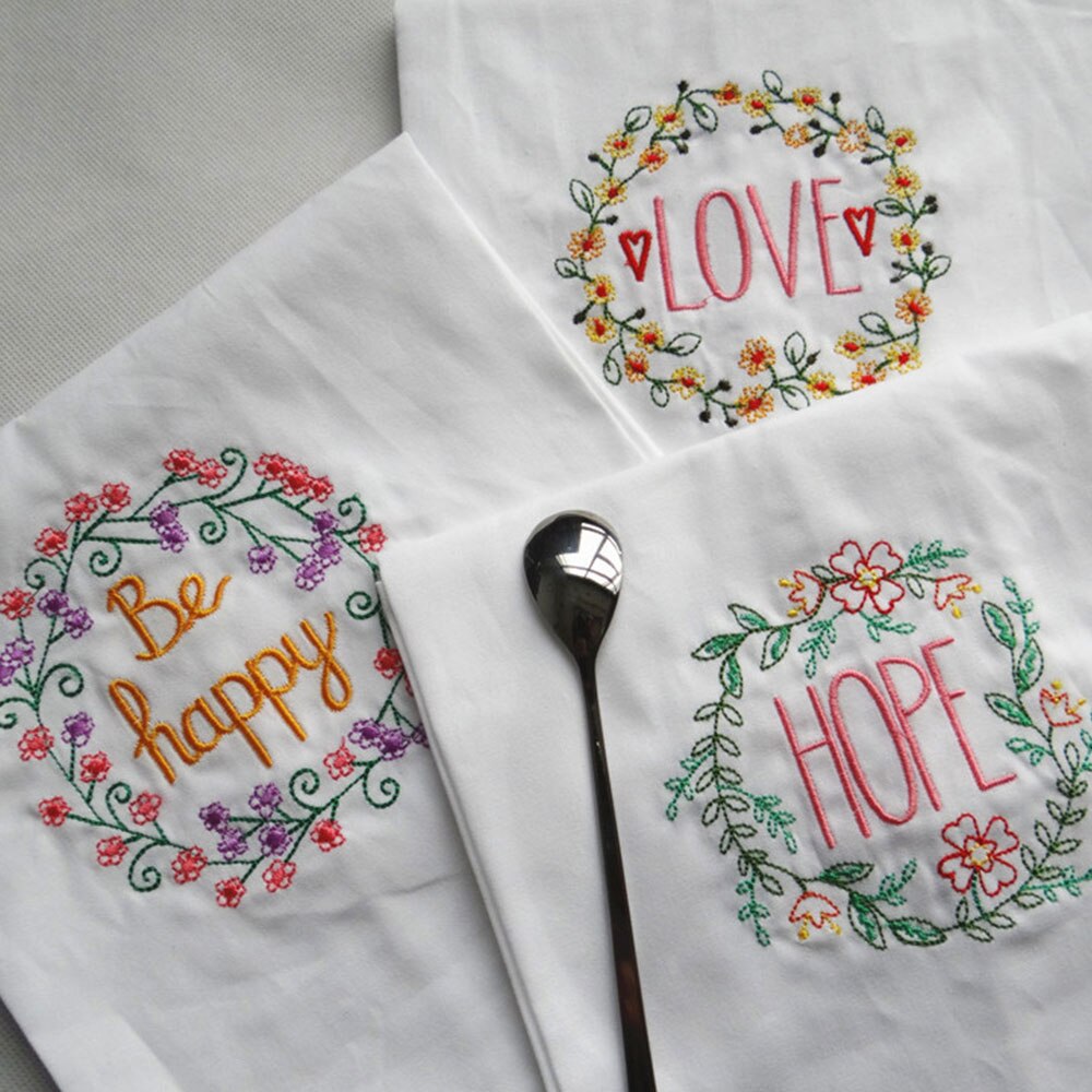 Eenvoud Stijl Puur Katoen Brief Bloemen Geborduurde Diner Servetten Placemat Voor Wedding Party 45x65cm