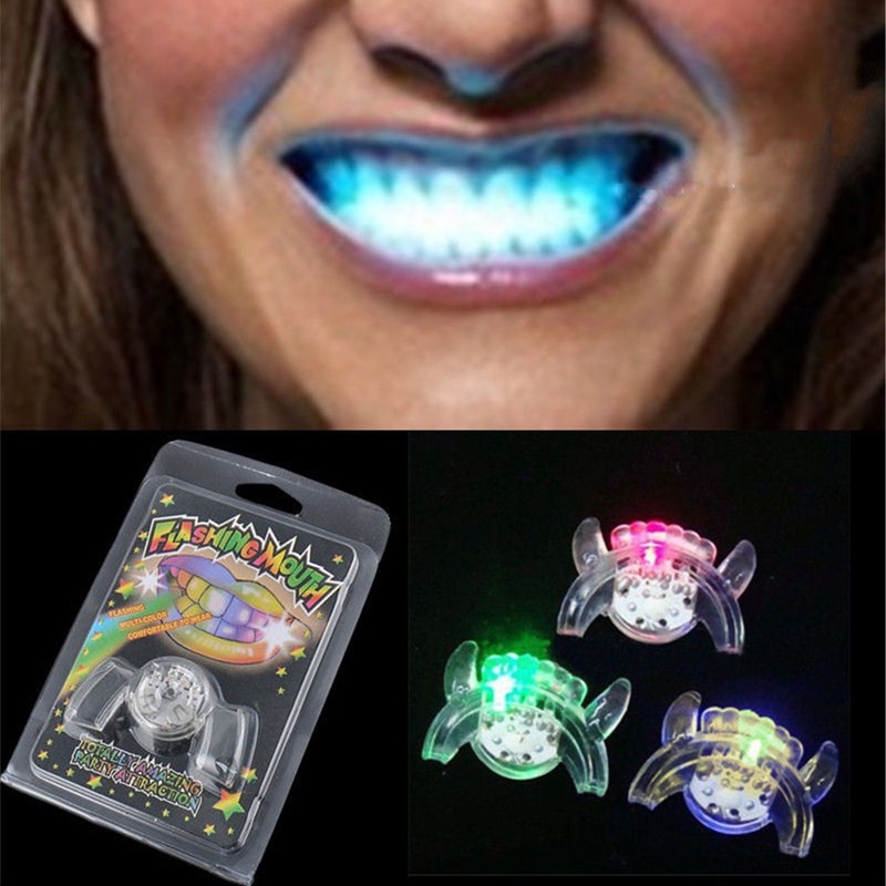 Flashing LED Light Up Mouth Braces Piece Glow Teeth Halloween Party Glow Tooth Light Up Mouthpiece Rave glow stick