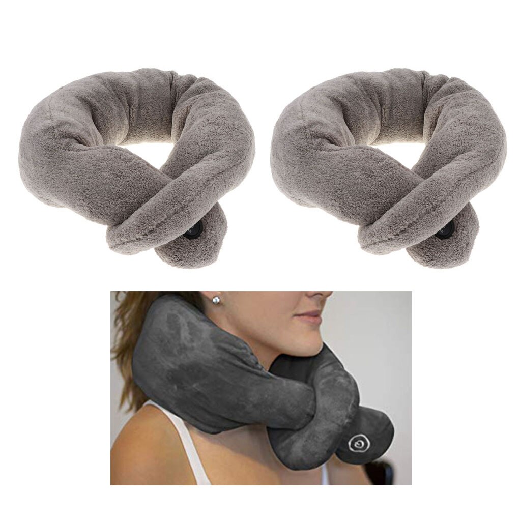 2 Piece Travel Neck Pillow Wrap Massage Headrest for Office Library Airplane