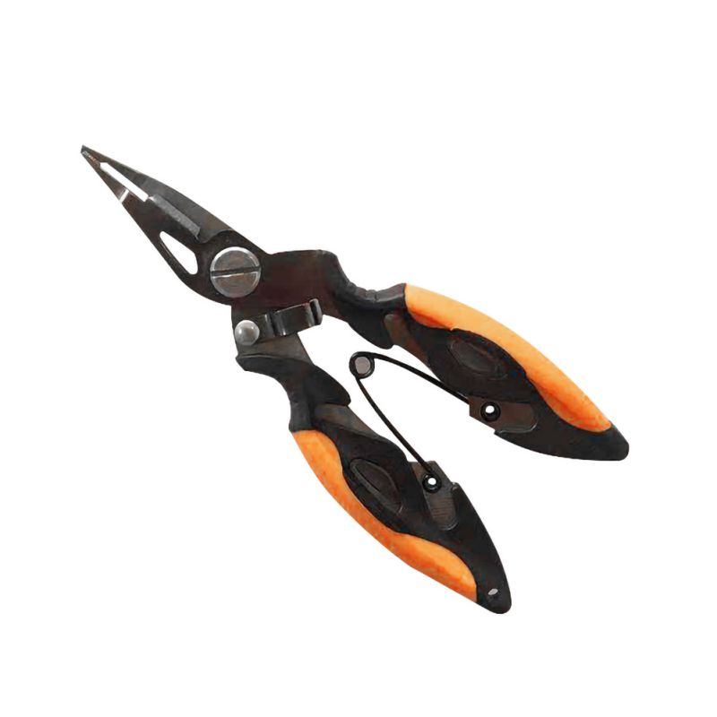 Titanium Fishing Scissors Lure Pliers Plating Tip Open Loop Bait Multifunctional Tackle Fishing Pliers Fish Use Tongs Scissors: Yellow orange