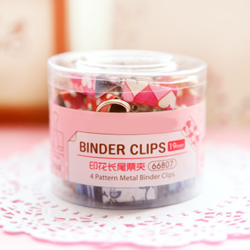 24pcs/box 19mm 25mm Small Stationery Lovely School Clamps Metal Paper Clip Bookmark