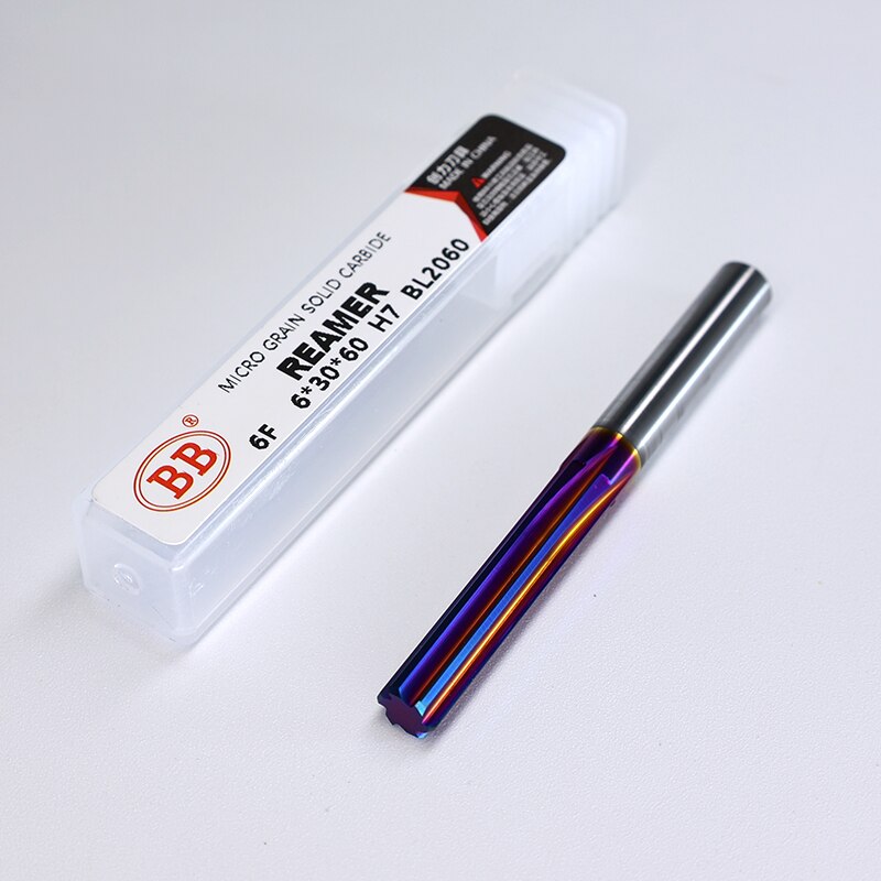 BB Carbide Reamer CNC Machine Hole Deburring Tool Blue Coating HRC60 Lath Cutter Drill Stainless Steel Hard Steel 6mm 8mm 1PCS
