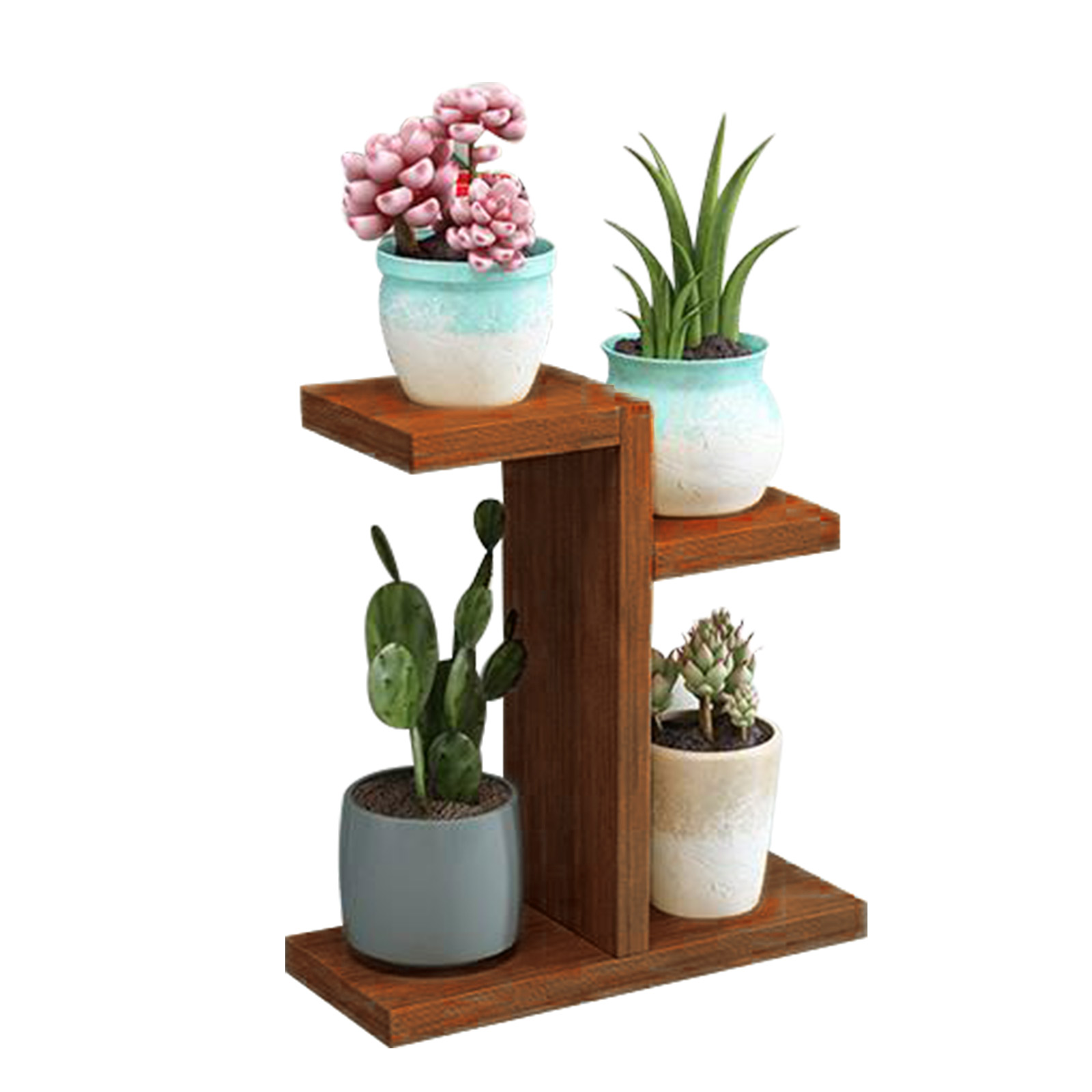 Rack Shelf Flower Display Stand Simple Indoor Organizer Bonsai Desk Balcony Garden Wooden Plant Shelves: A3