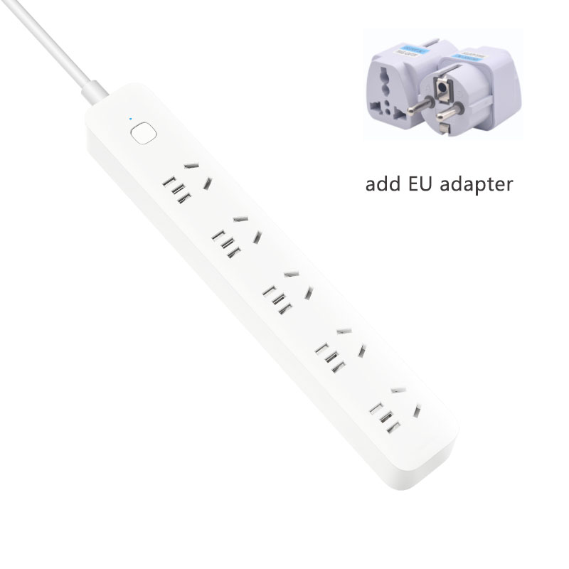 Original Xiaomi Mi Power Strip Outlet 5 holes Socket Plug Standard Fast Charging For Mi home APP Remote Control Smart Version: add EU adapter
