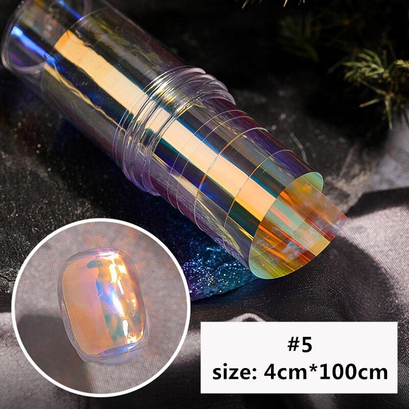 Papel de celofán para decoración de manicura, lámina de vidrio Aurora de 100CM, de tendencia de uñas coreanas, cubitos de hielo: 5