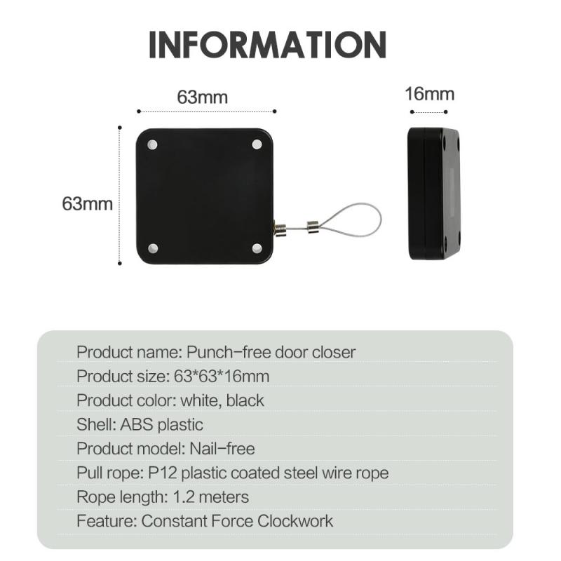 Cierrapuertas automático para puerta corredera sin perforaciones, mejoras para el hogar, cierre de puerta automático multifuncional, Sensor automático