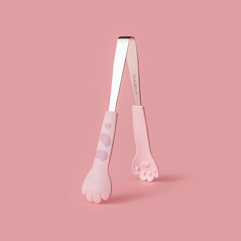 1PC pinze per pasti simpatici cartoni animati pinze per alimenti a forma di zampa di gatto in acciaio inossidabile mini barbecue clip accessori da cucina gadget da cucina: rosa