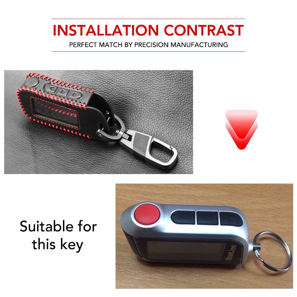 A93 a96 sleutelhangers van zwart leer met sleutelhoes voor starline  a93 a39 tweeweg autoalarm afstandsbediening  a63 lcd-zender