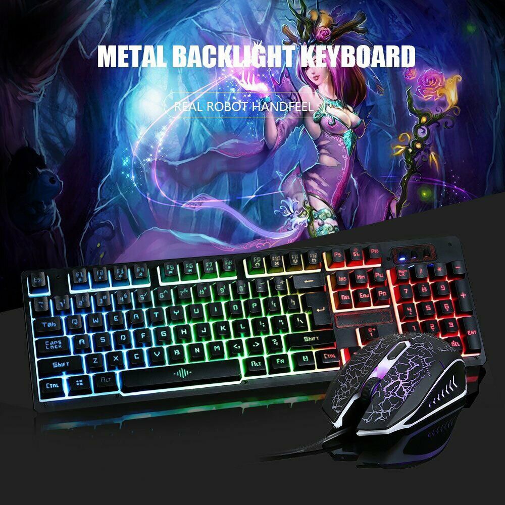 Mechanical Keyboard Gaming Keyboard Mouse Set PC Laptop Wired Keyboard And Mouse SetBacklit LED Illuminated Gaming Keyboard