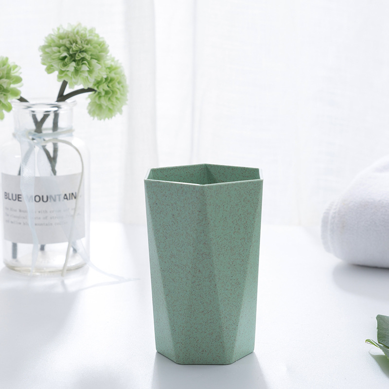 Vasos de baño de paja de trigo ambiental, enjuague bucal , cepillo de dientes, cepillo de dientes, taza de agua, taza de lavado: Diamond green