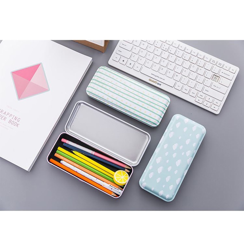 18.8x8.2cm Metalen Scharnierende Potlood Pen Box Rechthoekige Lege Blikken Doos Containers, , sieraden en Opslag Tin Kit, Thuis Organisator
