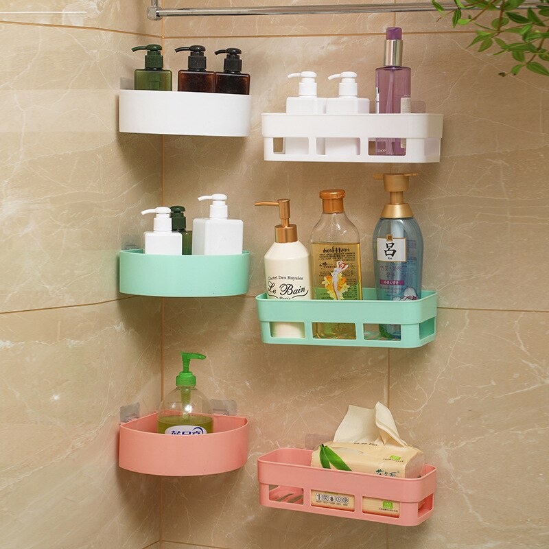 Étagère murale multifonction, coin à pression, en plastique, pour salle de bain, Drainage, rangement de douche
