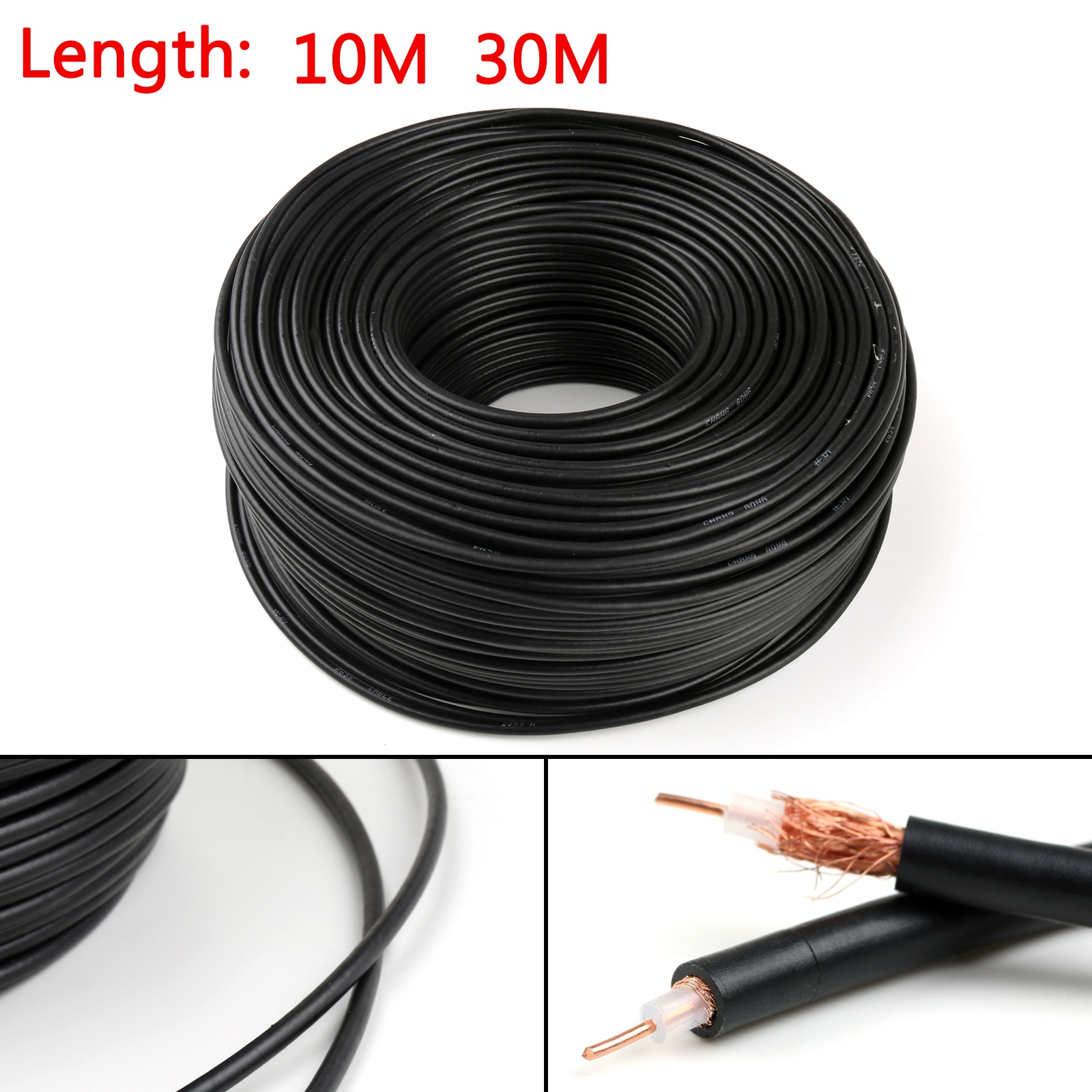 Areyourshop RG58 RF Coaxial Cable Connector 50ohm Coax Transceiver Pigtail 10m 30m Wires Cable
